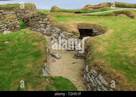 Skara Brae insediamento neolitico in Isole Orcadi Scozia, Europa Foto Stock