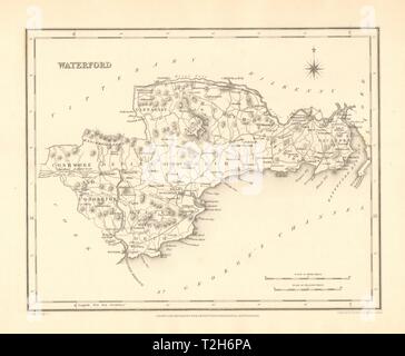 Contea di Waterford mappa antichi per Lewis da CREIGHTON & DOWER - Irlanda 1846 Foto Stock