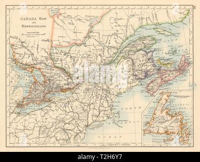 EASTERN CANADA Ontario Quebec Maritime Provinces NB PE NS JOHNSTON 1892 mappa Foto Stock