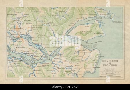 "Dintorni di Foochow'. Regione di Fuzhou mappa antichi. Cina 1924 vecchio Foto Stock