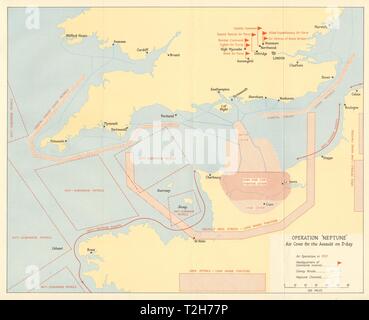 Funzionamento Nettuno 1944. Copertura aerea per il D-Day sbarco in Normandia 1962 mappa Foto Stock