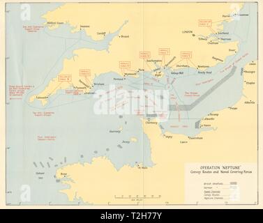 D-giorno funzionamento Nettuno Giugno 1944. Convoglio rotte. Navale forze di copertura 1962 mappa Foto Stock