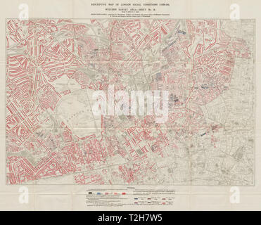 BOOTH / LSE povertà Mappa West End Camden Marylebone S Hampstead Islington 1930 Foto Stock