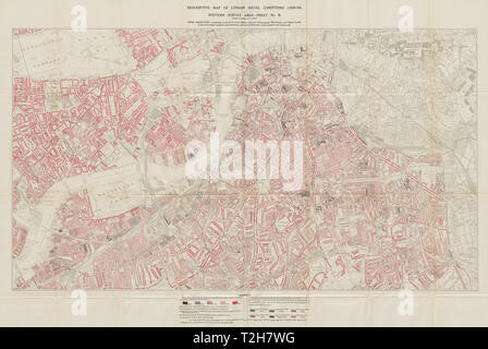 BOOTH / LSE povertà Mappa Chelsea South Kensington Pimlico Lambeth Battersea 1930 Foto Stock