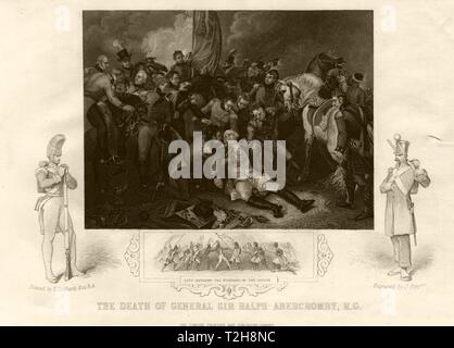 La morte del generale Sir Ralph Abercromby, Battaglia di Alessandria 1801. TALLIS c1855 Foto Stock