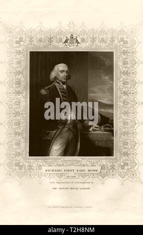 Richard, primo Earl Howe (1726-1799), dopo Gainsborough. TALLIS c1855 stampa Foto Stock