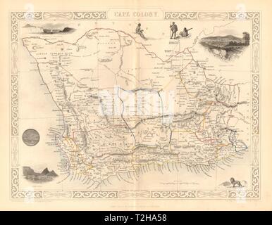 CAPE COLONY. Cape Town & Grahamstown viste. Sud Africa.TALLIS/RAPKIN 1849 mappa Foto Stock