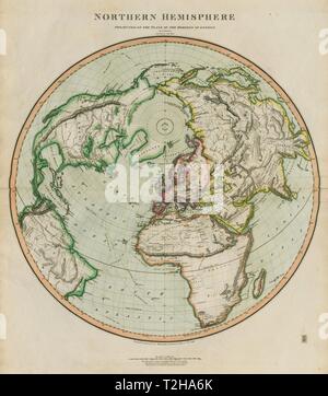 'Emisfero Nord… sul piano dell'orizzonte di Londra'. THOMSON 1817 mappa Foto Stock