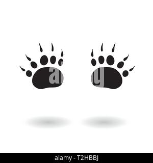 Paw icona stampa illustrazione vettoriale isolato su sfondo isolato. Bear paw piatto simbolo pittogramma. Illustrazione Vettoriale
