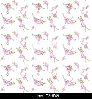 Carta da parati, la carta di avvolgimento, seamless pattern, balletto, bionda ballerini con abiti rosa, sfondo bianco, Germania Foto Stock