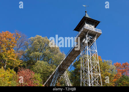 Ascensore, art nouveau, Bad Schandau, Elbsandstein montagne, la Svizzera Sassonia, Sassonia, Germania, Europa Foto Stock