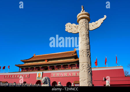 Tiananmen, o la porta della pace celeste, la Città Proibita di Pechino, Cina, Asia orientale Foto Stock