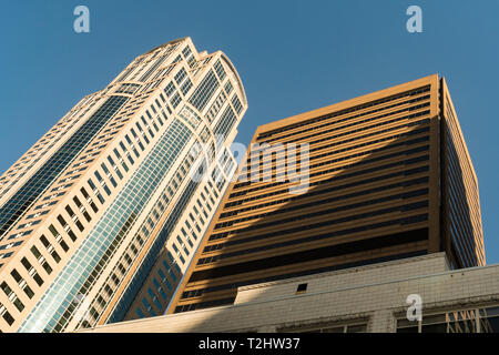 Vista del 1201 Terza Avenue Seattle grattacielo noto anche come Washington Mutual Tower a Seattle, Washington, Stati Uniti d'America. Foto Stock