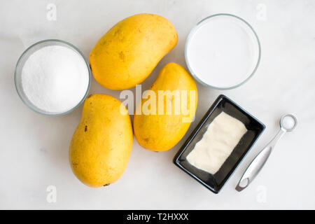 Mango budino di cocco ingredienti Foto Stock