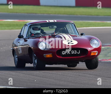 Adam Bagnall, Jaguar E-Type S2 FHC, 70's Road Sport campionato, HSCC, season opener, Sabato, 30 marzo 2019, Donington Park, il circuito da corsa, CJM Foto Stock