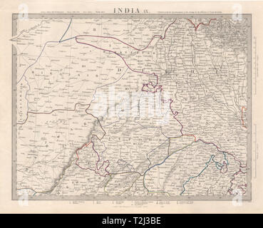 INDIA IX. RAJASTHAN Delhi Jaipur Marwar Mewar Bikaner Bundelkhand. SDUK 1846 mappa Foto Stock