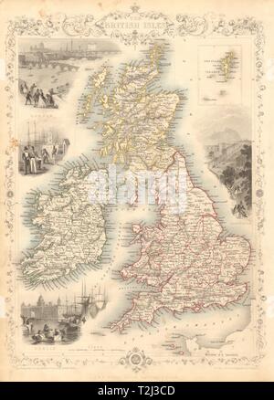 Isole britanniche. Contee. Inghilterra Scozia Galles Irlanda. RAPKIN/TALLIS 1851 mappa Foto Stock