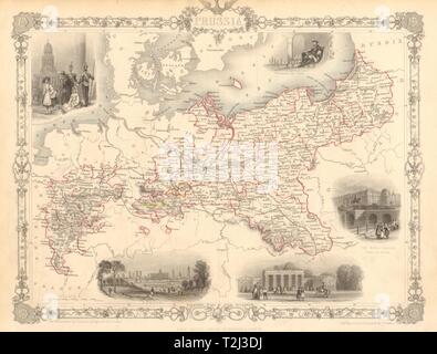 La Prussia. Vedute di Berlino, la Porta di Brandeburgo &c. TALLIS & RAPKIN 1851 mappa vecchia Foto Stock