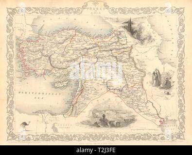 La Turchia in Asia. Cipro Levant Iraq Kurdistan. Ottomano. TALLIS & RAPKIN 1851 mappa Foto Stock