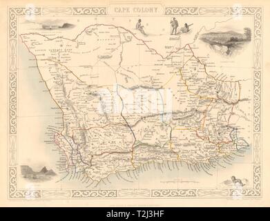 CAPE COLONY. Cape Town & Grahamstown viste. Sud Africa. RAPKIN/TALLIS 1851 mappa Foto Stock