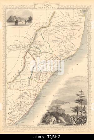 NATAL & KAFFRARIA. Capo orientale. Durban. Sud Africa TALLIS & RAPKIN 1851 mappa Foto Stock