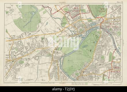 RICHMOND HOUNSLOW Kew Brentford Isleworth Acton Chiswick Ealing. BACON 1934 mappa Foto Stock