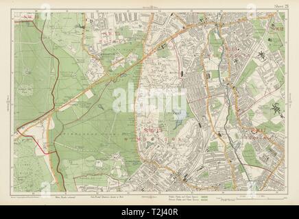 Il torneo di Wimbledon. Putney Tooting Wandsworth Richmond Park Roehampton. BACON 1934 mappa Foto Stock