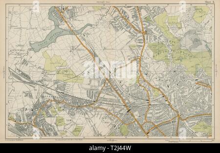 HAMPSTEAD WILLESDEN Cricklewood Golders Green Kilburn Belsize Pk BACON 1919 mappa Foto Stock