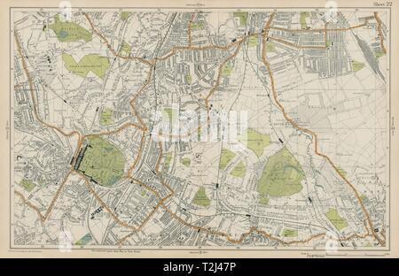 Londra Sydenham Penge Beckenham Catford Norwood Dulwich Lewisham BACON 1919 mappa Foto Stock