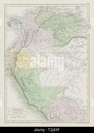 I Paesi andini. Venezuela Nuovo Granada Ecuador Perù Colombia. SIDNEY HALL 1856 mappa Foto Stock