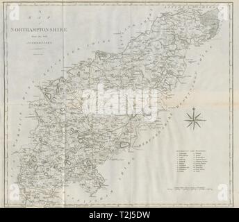 "Una mappa del Northamptonshire dalla migliore autorità". County map. CARY 1789 Foto Stock