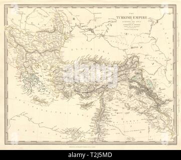 Bagno Turco / Impero ottomano in Europa e in Asia. Regno di Grecia. SDUK 1845 mappa Foto Stock