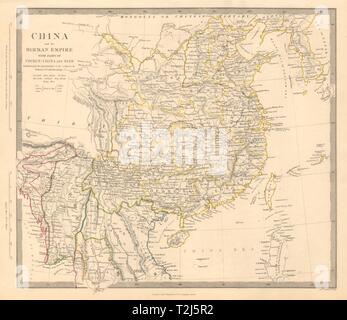 Cina & BIRMAN IMPERO. La Birmania Cocincina Siam Thailandia Corea. SDUK 1846 mappa Foto Stock