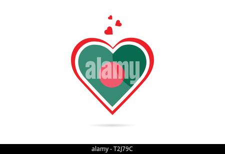 Bangladesh bandiera del paese all'interno di amore cuore design adatto per un logo design icona Illustrazione Vettoriale