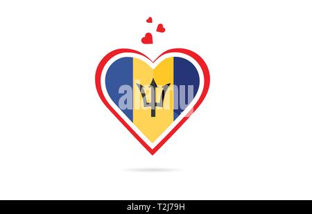 Barbados bandiera del paese all'interno di amore cuore design adatto per un logo design icona Illustrazione Vettoriale