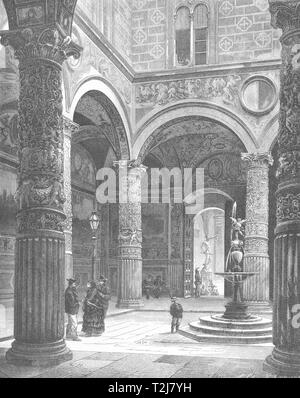 L'Italia. Arte fiorentina Il cortile di Palazzo Vecchio, Firenze 1877 stampare Foto Stock