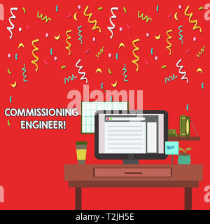 Parola di scrittura di testo Commissioning Engineer. Business photo vetrina per garantire che tutti gli aspetti della costruzione sono progettati correttamente la foto del lavoro interno Spa Foto Stock