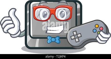 Gamer carattere alt pulsante collegato alla tastiera illustrazione vettoriale Illustrazione Vettoriale