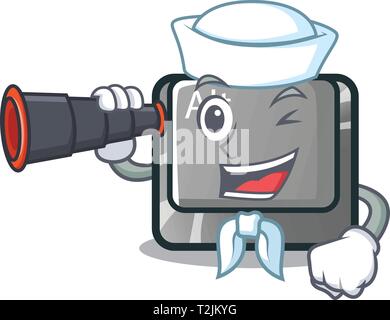 Sailor binoculare con carattere alt pulsante collegato alla tastiera illustrazione vettoriale Illustrazione Vettoriale