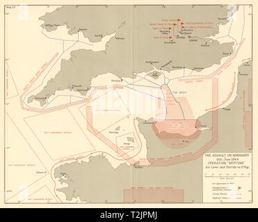 Funzionamento Nettuno 6 Giugno 1944. Il D-Day Normandia sbarchi copertura aerea. WW2 1961 mappa Foto Stock