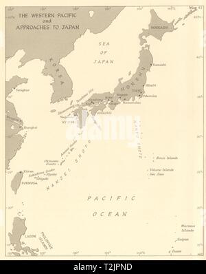 Pacifico occidentale e si avvicina al Giappone nel 1945. Guerra Mondiale 2 Naval Ops 1961 mappa Foto Stock