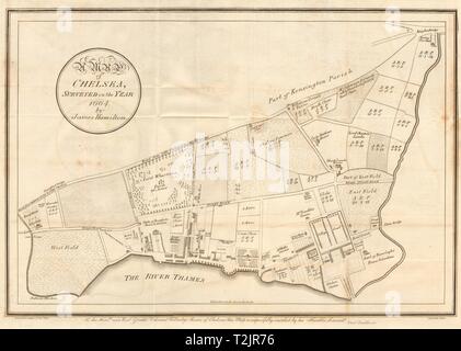 'Map di Chelsea censite nell'anno 1664 da James Hamilton'. FAULKNER 1810 Foto Stock