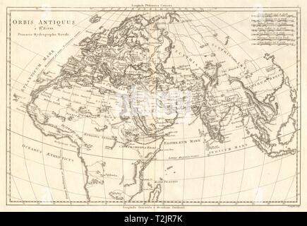 Orbis antiquus. Il mondo antico. Europa Africa Asia. BONNE 1789 mappa vecchia Foto Stock