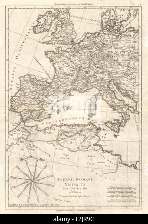 Imperii Romani Distracta pars Occidentalis. Romano Impero Occidentale. BONNE 1789 mappa Foto Stock