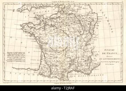 Royaume de France, divisé en Gouvernements. Province. BONNE 1789 mappa vecchia Foto Stock