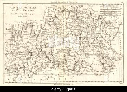 Castille Nouvelle et royaume de Valence. Nuova Castiglia. Valencia. BONNE 1789 mappa Foto Stock