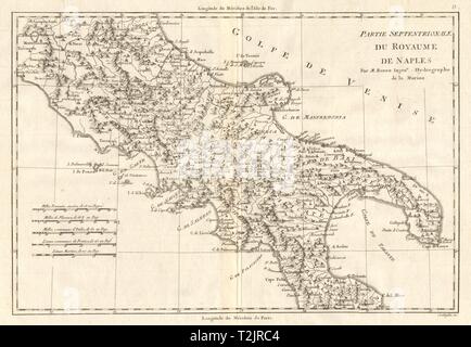 Partie Septentrionale du royaume de Napoli. Il sud dell'Italia. BONNE 1789 mappa vecchia Foto Stock