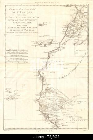 Partie Occidentale de l'Afrique. Africa occidentale costa Isole Canarie BONNE 1790 mappa Foto Stock