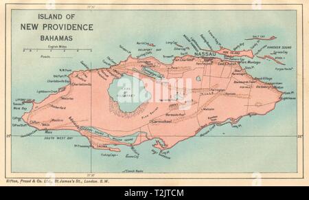 NEW PROVIDENCE. Vintage map. Bahamas. Caraibi 1935 vecchio grafico vintage Foto Stock