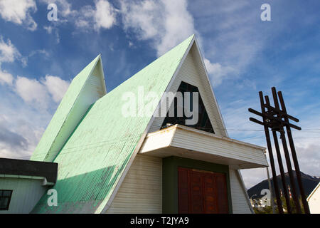 In una chiesa di Puerto Williams, Cile, la più meridionale città nel mondo. Foto Stock